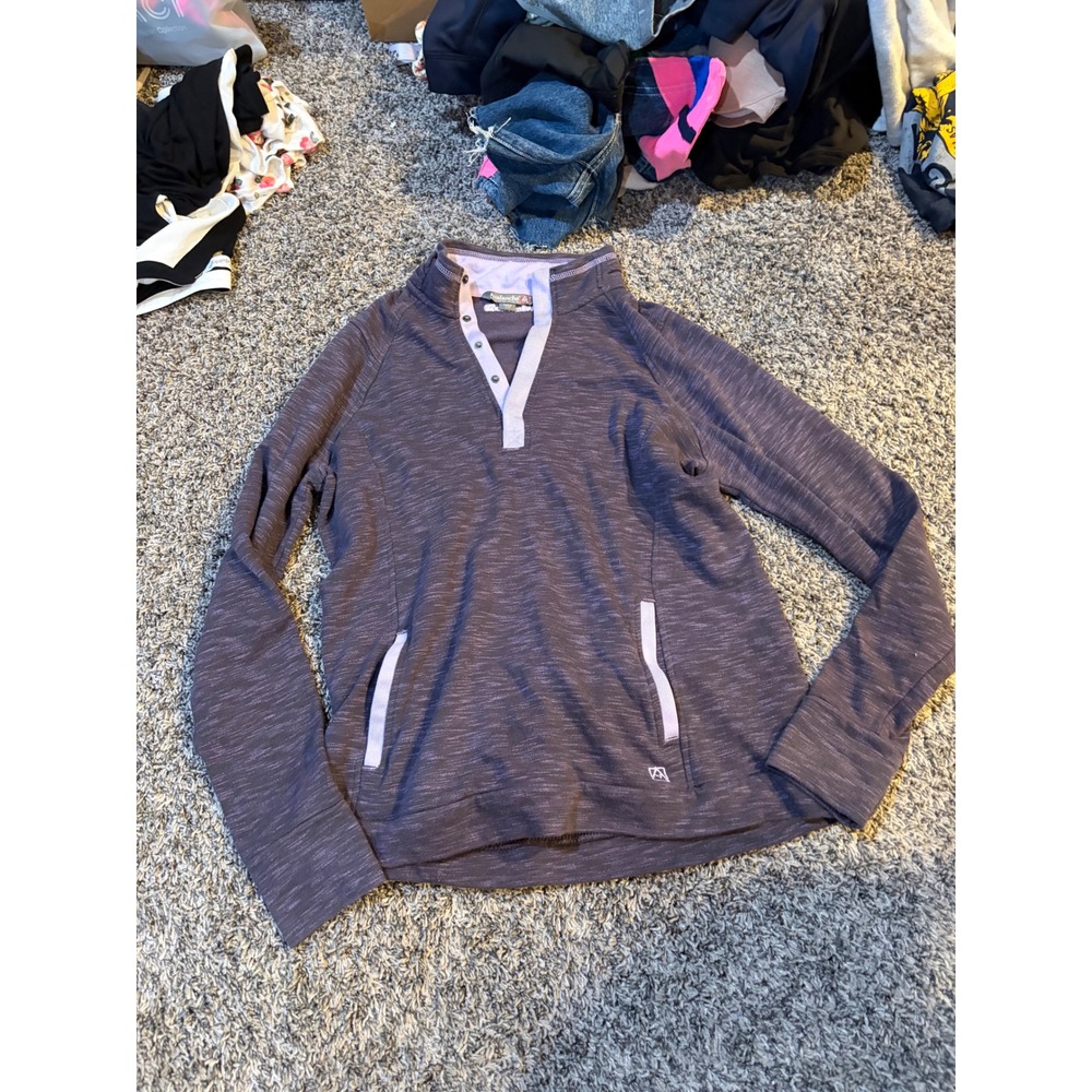 Avalanche Purple Space Dye Snap Neck Pullover Sweatshirt Womens Large